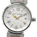 LOUIS VUITTON Q1310 Tambour MM Diamond Lug Quartz Women's Watch Excellent Condition with Box and Warranty Card