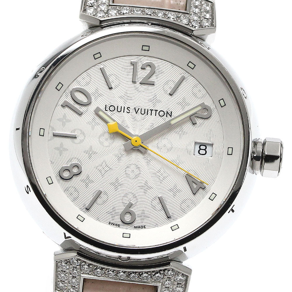 LOUIS VUITTON Q1310 Tambour MM Diamond Lug Quartz Women's Watch Excellent Condition with Box and Warranty Card