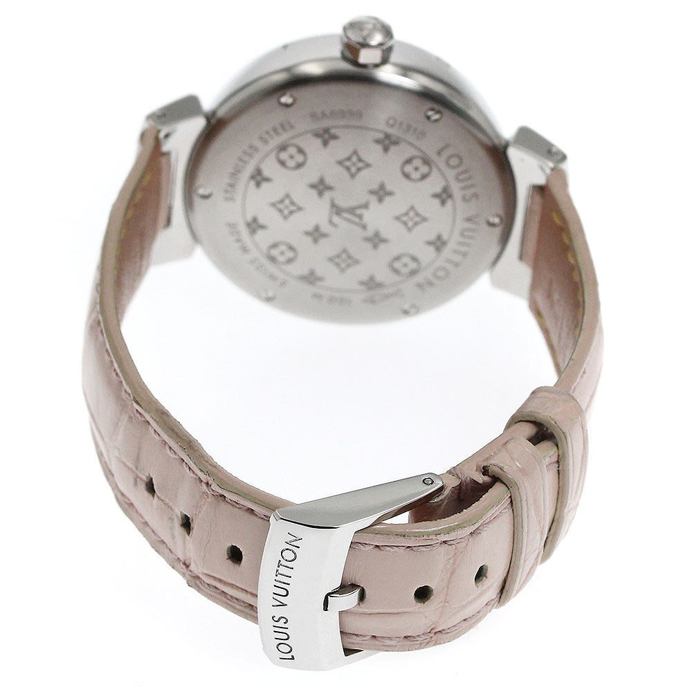 LOUIS VUITTON Q1310 Tambour MM Diamond Lug Quartz Women's Watch Excellent Condition with Box and Warranty Card