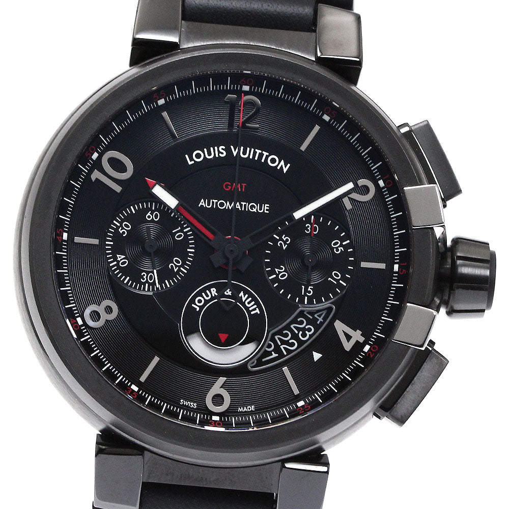 LOUIS VUITTON Q10580 Tambour Evolution GMT Chronograph Automatic Men's Watch with Box and Warranty Card