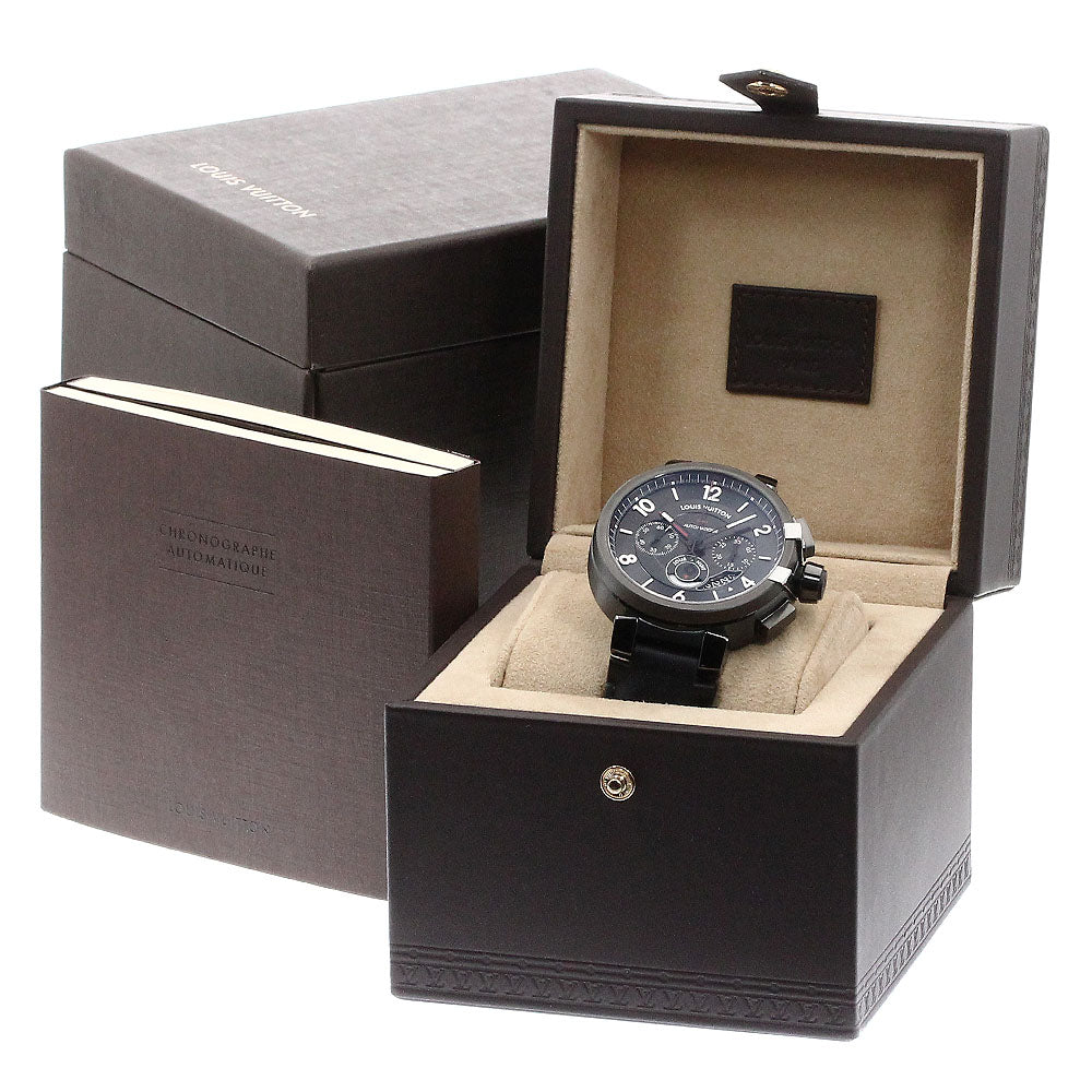 LOUIS VUITTON Q10580 Tambour Evolution GMT Chronograph Automatic Men's Watch with Box and Warranty Card