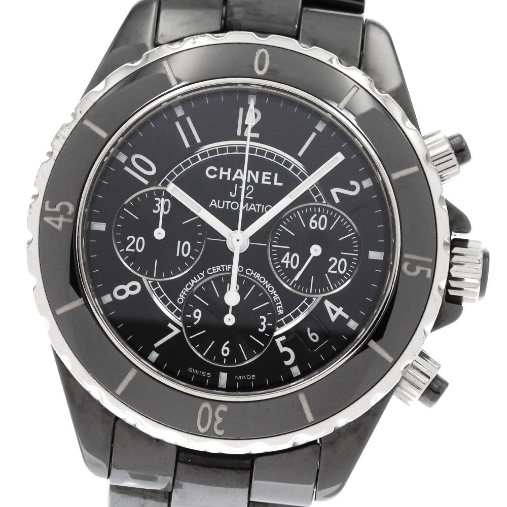 CHANEL H0940 J12 41MM Black Ceramic Chronograph Automatic Men's Watch with Warranty Card