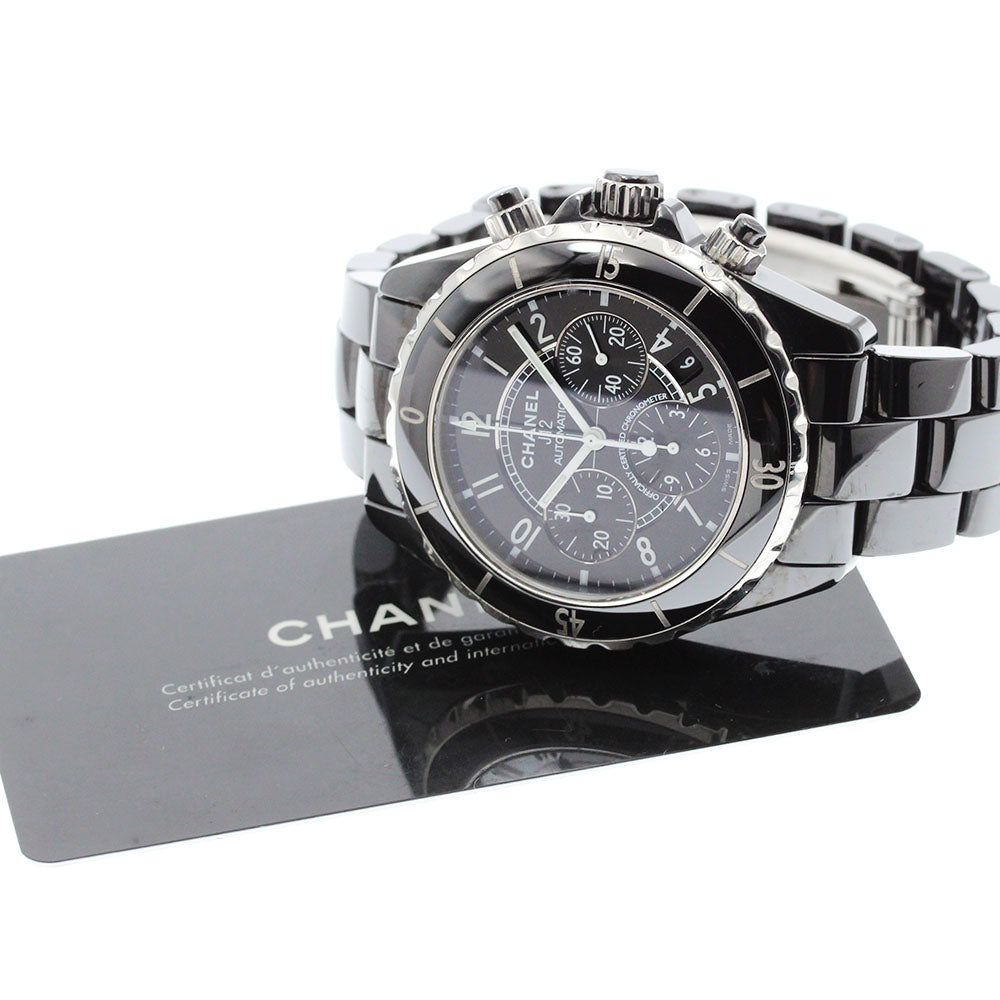 CHANEL H0940 J12 41MM Black Ceramic Chronograph Automatic Men's Watch with Warranty Card