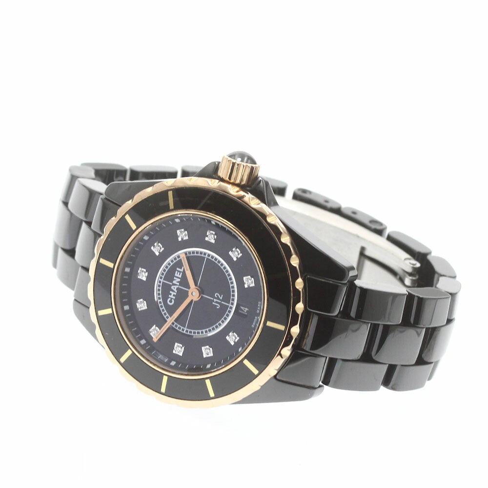 CHANEL H2543 J12 33MM Black Ceramic 11P Diamond YG Bezel Quartz Ladies