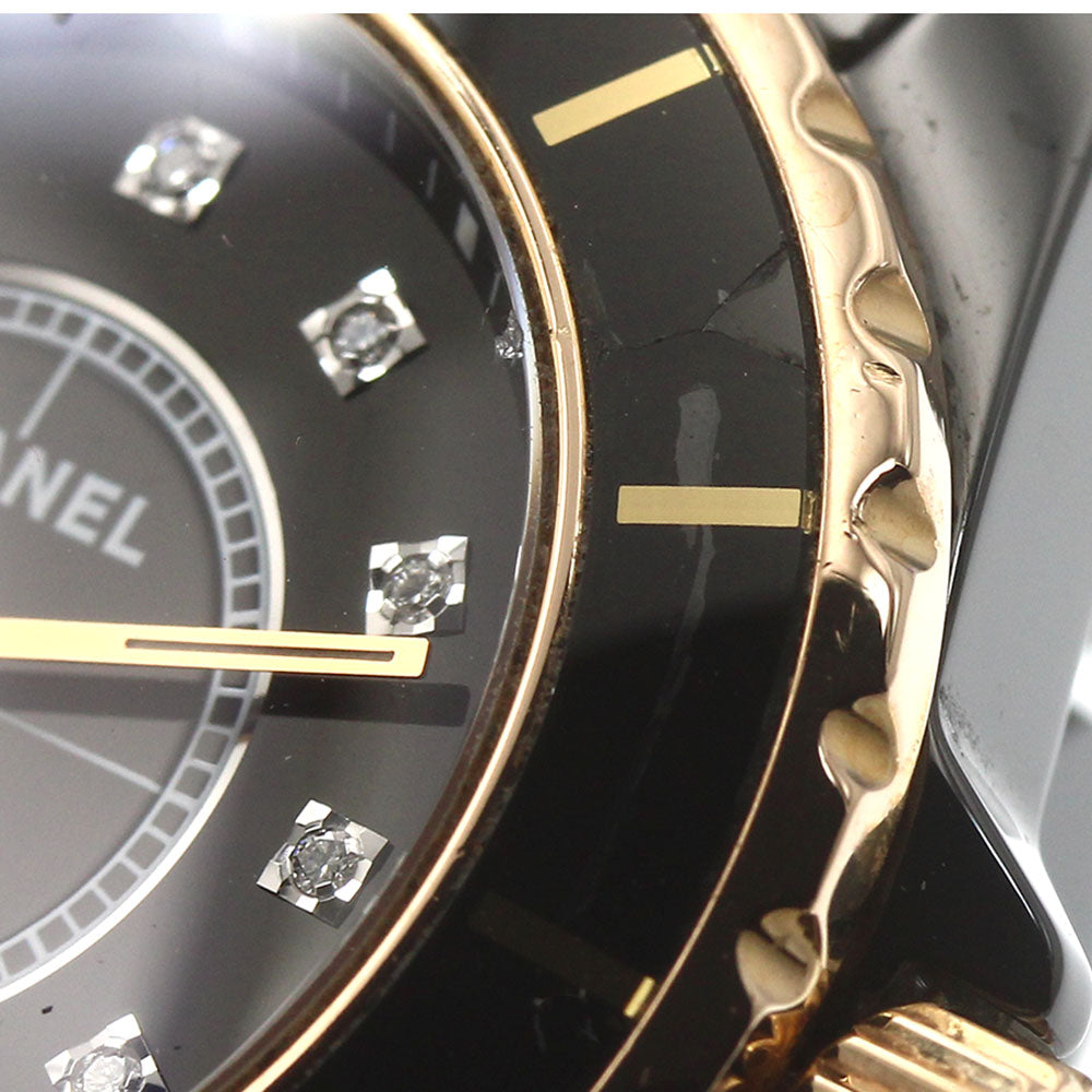 CHANEL H2543 J12 33MM Black Ceramic 11P Diamond YG Bezel Quartz Ladies