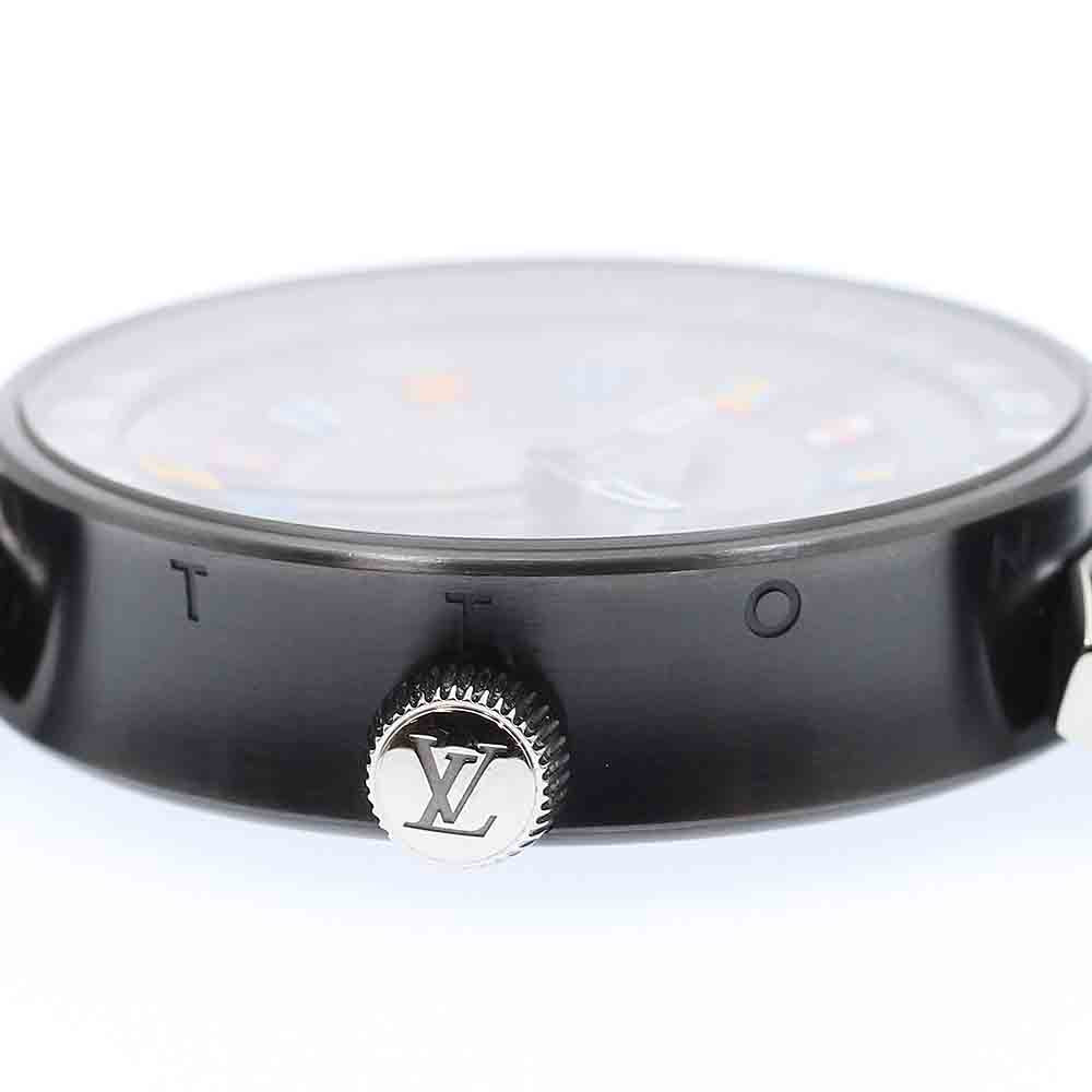 LOUIS VUITTON QA097 Tambour Moon Dual Time GMT Quartz Men's Watch Excellent Condition