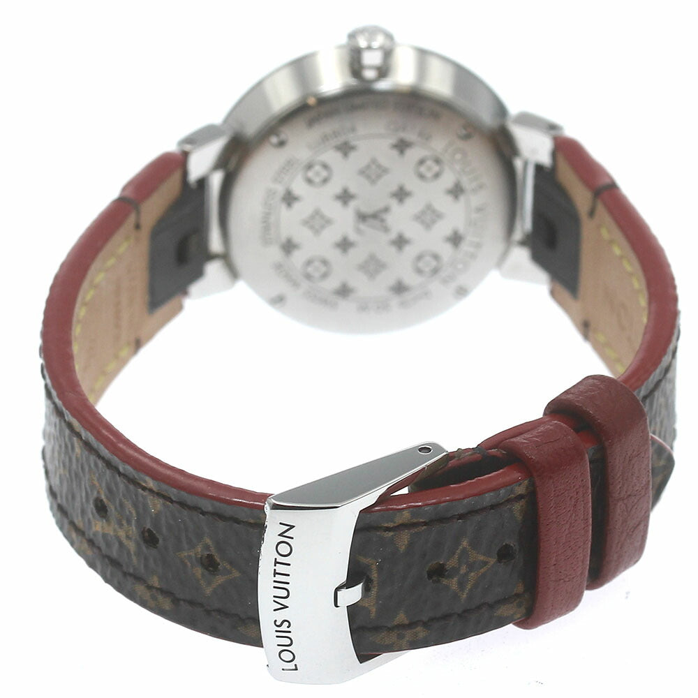 LOUIS VUITTON QA146Z Tambour PM Monogram Fuchsia & Orange 8-Diamond Quartz Women's Watch with Box and Warranty Card