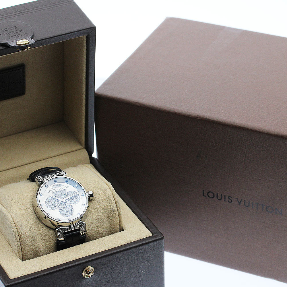 LOUIS VUITTON Q131P Tambour Forever Diamond Quartz Women's Watch with Box