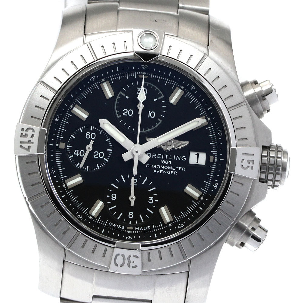 BREITLING A13385 Avenger Chronograph 43 Date Automatic Men's Watch with Box and Warranty Card