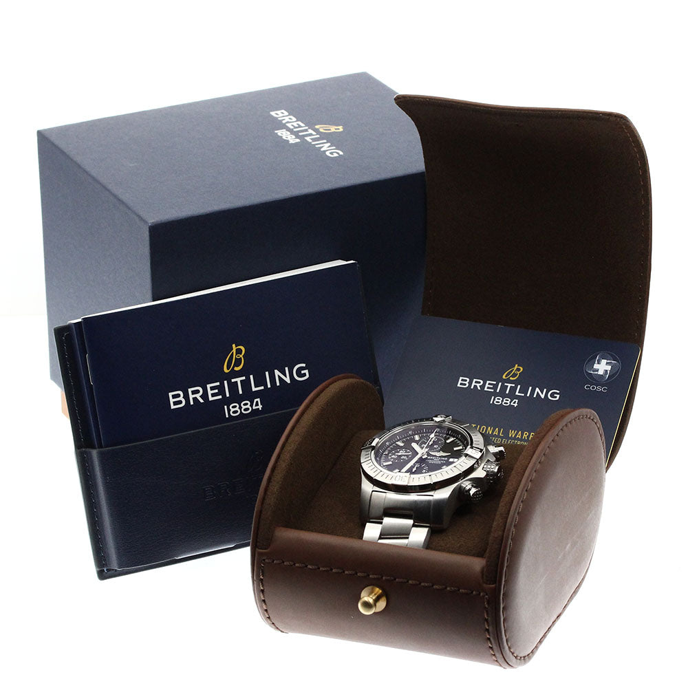 BREITLING A13385 Avenger Chronograph 43 Date Automatic Men's Watch with Box and Warranty Card