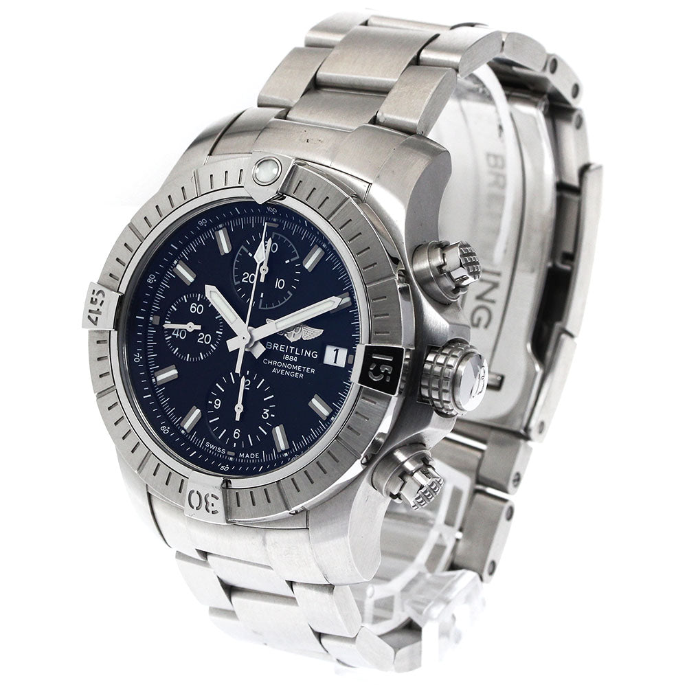 BREITLING A13385 Avenger Chronograph 43 Date Automatic Men's Watch with Box and Warranty Card