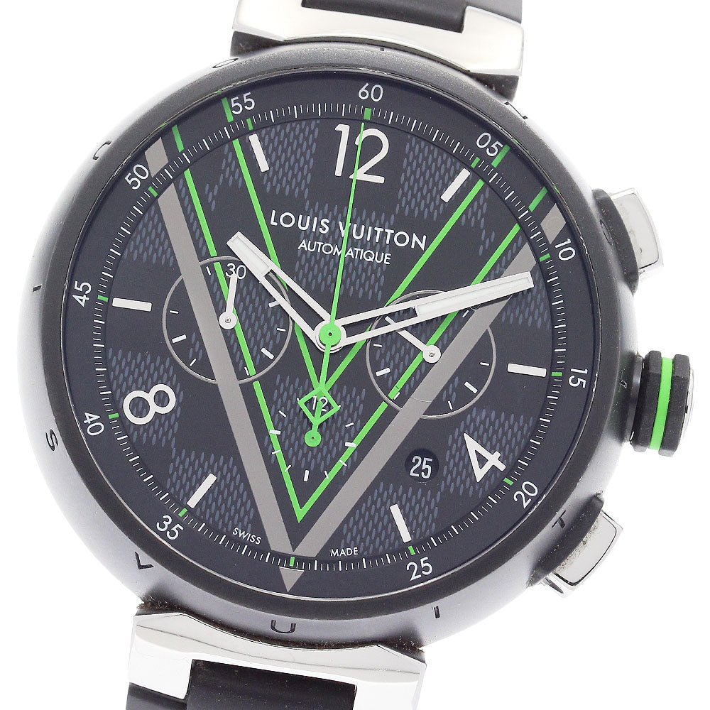 LOUIS VUITTON QA130 Tambour Damier Graphite Race Chronograph Automatic Men's Watch