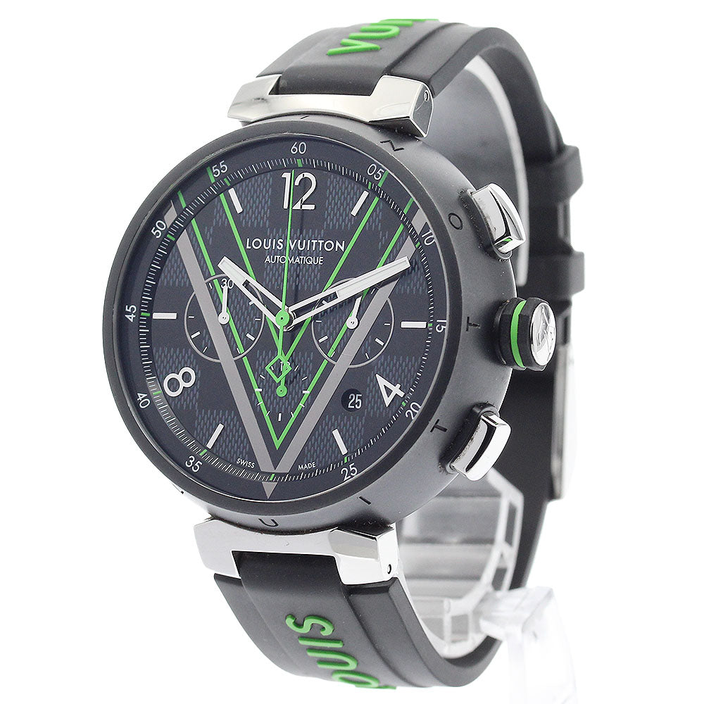 LOUIS VUITTON QA130 Tambour Damier Graphite Race Chronograph Automatic Men's Watch