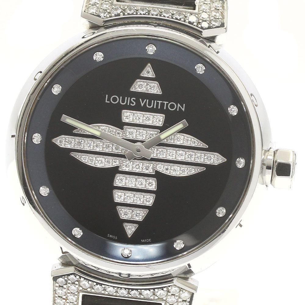 LOUIS VUITTON Q13MB Tambour Forever 12P Diamond Lug Quartz Women's Watch with Box and Warranty