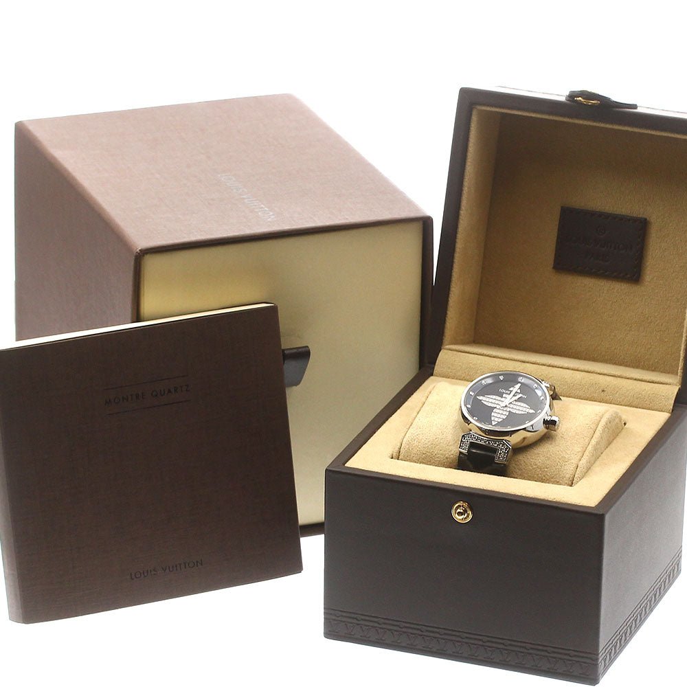 LOUIS VUITTON Q13MB Tambour Forever 12P Diamond Lug Quartz Women's Watch with Box and Warranty