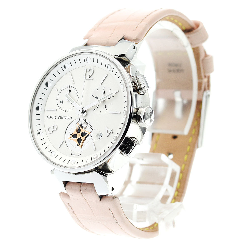 LOUIS VUITTON Q8G00 Tambour Moonstar Date Chronograph Quartz Ladies' Watch Excellent Condition with Box and Warranty Card.