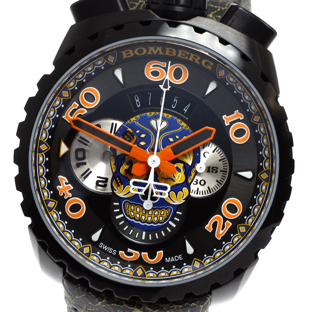 BOMBERG BS45CHPBA.051.3 BOLT-68 Blue Skull Chronograph Date Quartz Men's Watch Unused with Box and Warranty.