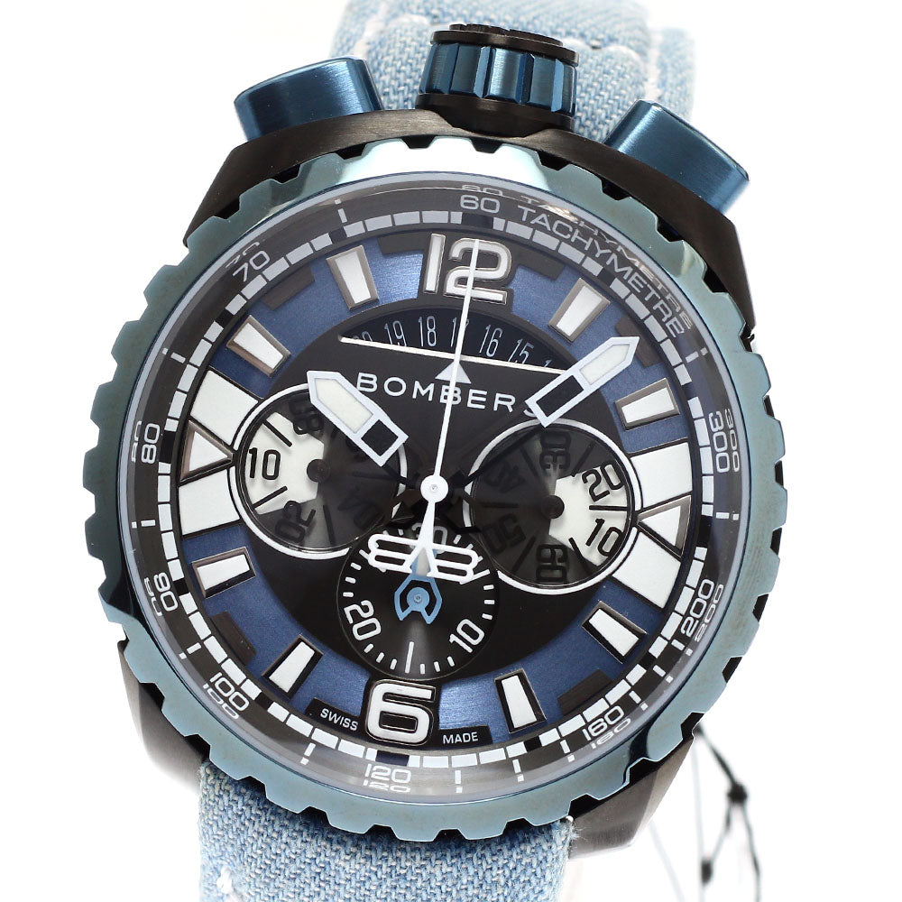 BOMBERG BS45CHPBLGM.050-3.3 BOLT-68 Gun & Sky Blue Chronograph Quartz Men's Watch Unused with Box and Warranty.