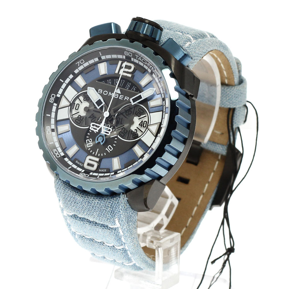 BOMBERG BS45CHPBLGM.050-3.3 BOLT-68 Gun & Sky Blue Chronograph Quartz Men's Watch Unused with Box and Warranty.