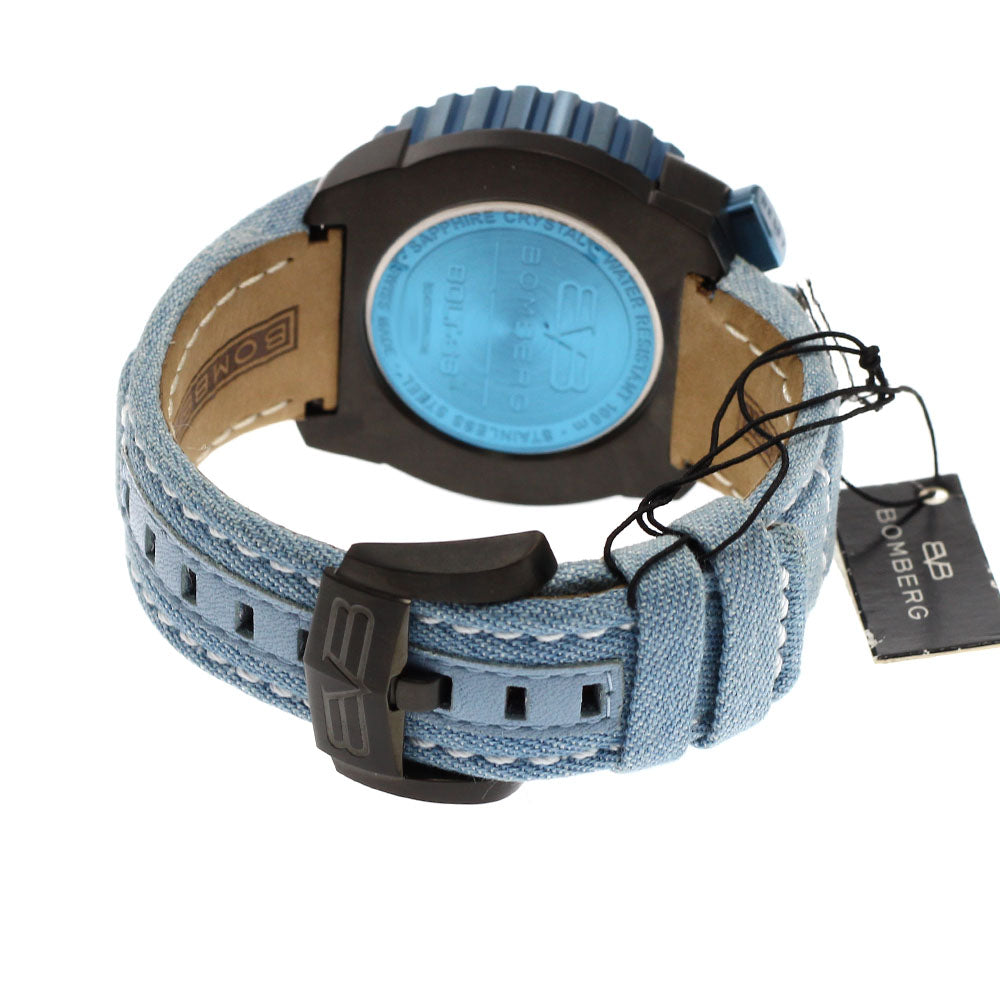 BOMBERG BS45CHPBLGM.050-3.3 BOLT-68 Gun & Sky Blue Chronograph Quartz Men's Watch Unused with Box and Warranty.