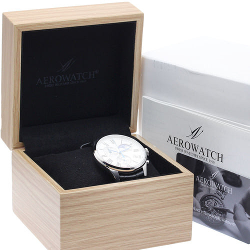 AEROWATCH A78990 Chronograph Moon Phase Quartz Men's Watch Excellent Condition with Box and Warranty Card