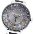 LOUIS VUITTON QA097 Tambour Moon Dual Time GMT Quartz Men's Watch (Good Condition)