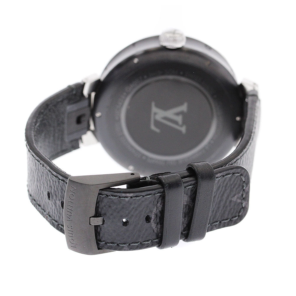 LOUIS VUITTON QA097 Tambour Moon Dual Time GMT Quartz Men's Watch (Good Condition)