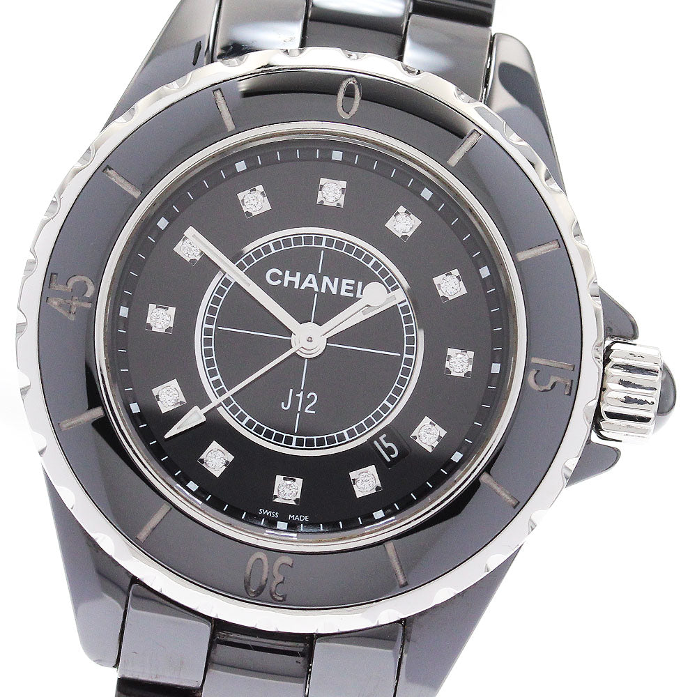 CHANEL H1625 J12 Black Ceramic 33mm 12-Diamond Quartz Women's Watch Excellent Condition with Warranty.