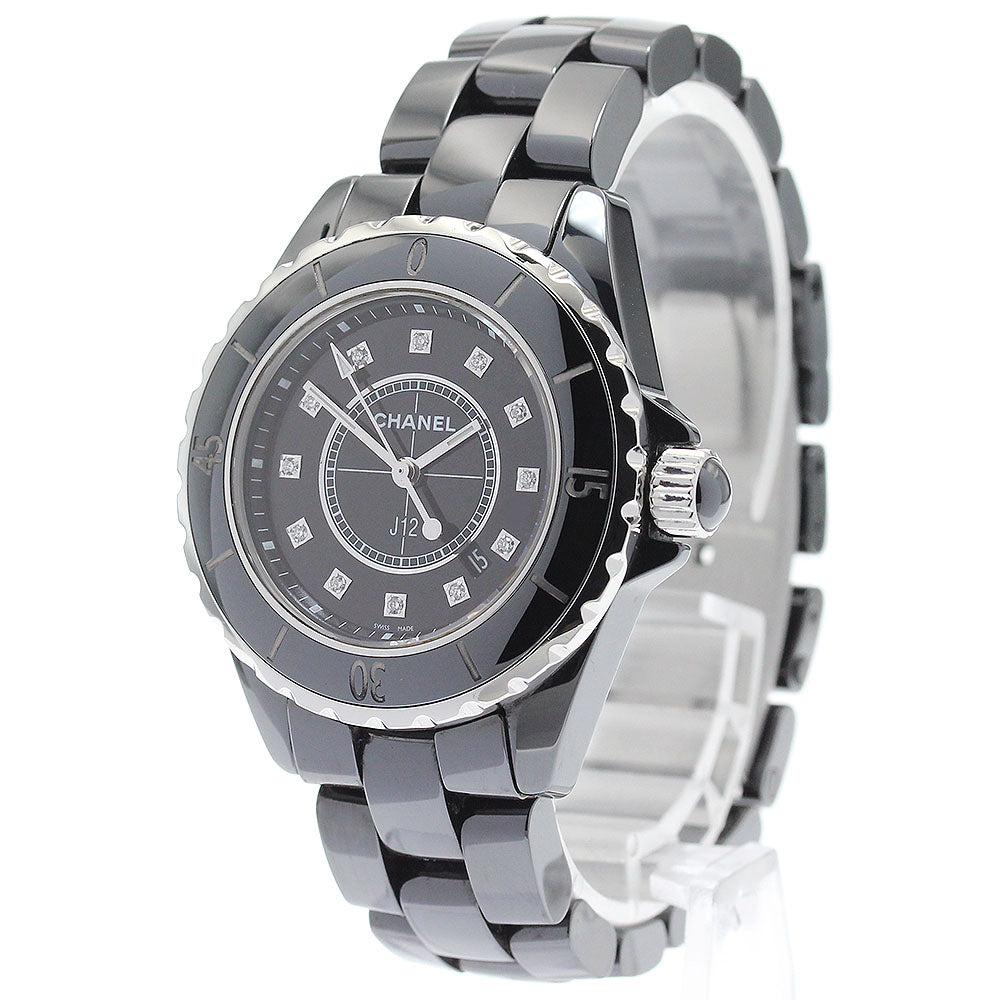CHANEL H1625 J12 Black Ceramic 33mm 12-Diamond Quartz Women's Watch Excellent Condition with Warranty.