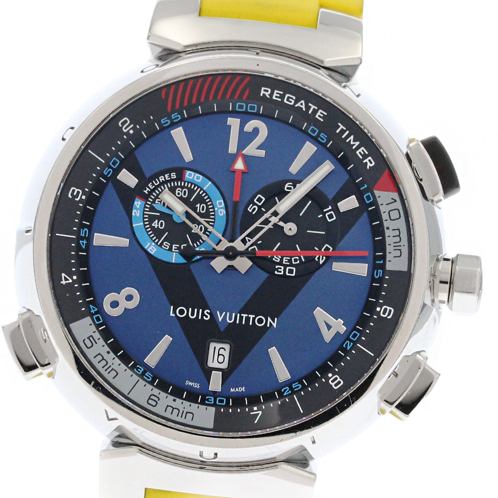 LOUIS VUITTON Q102D Tambour Regatta Chronograph Alarm Quartz Men's Watch with Box and Warranty Card
