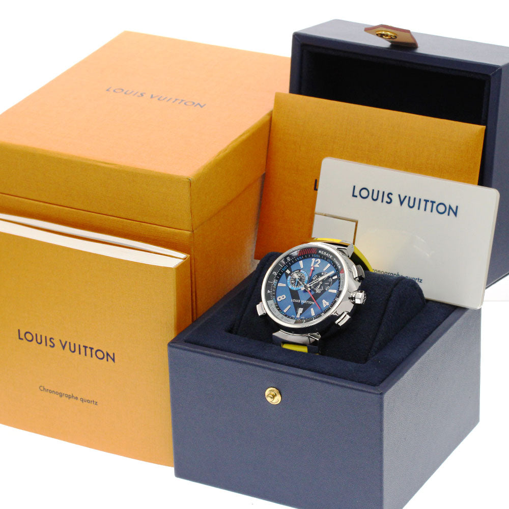 LOUIS VUITTON Q102D Tambour Regatta Chronograph Alarm Quartz Men's Watch with Box and Warranty Card