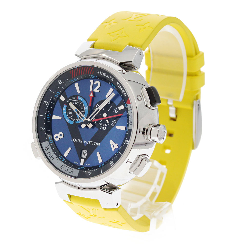 LOUIS VUITTON Q102D Tambour Regatta Chronograph Alarm Quartz Men's Watch with Box and Warranty Card