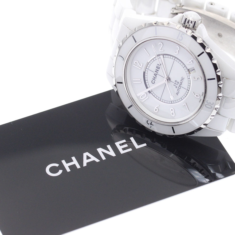 CHANEL H2981 J12 White Ceramic Automatic Men's Watch with Warranty Card