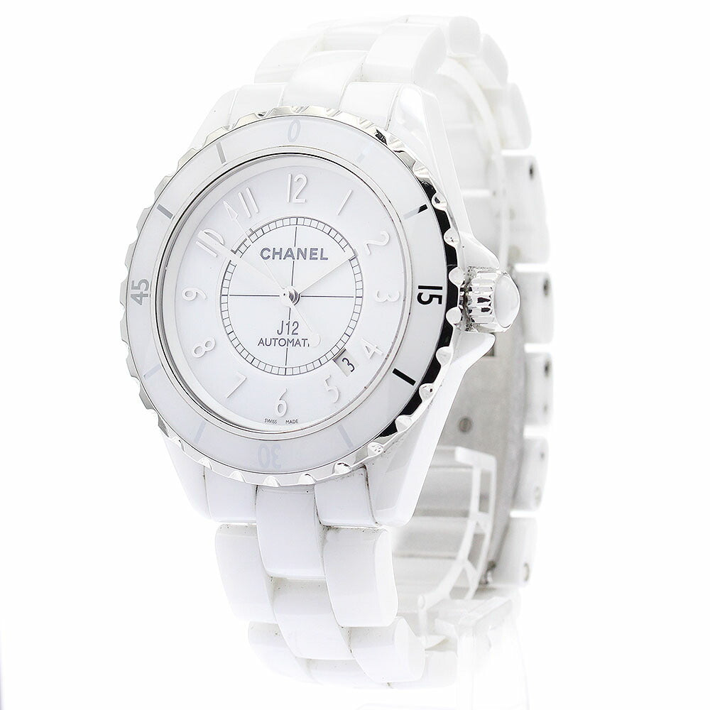 CHANEL H2981 J12 White Ceramic Automatic Men's Watch with Warranty Card