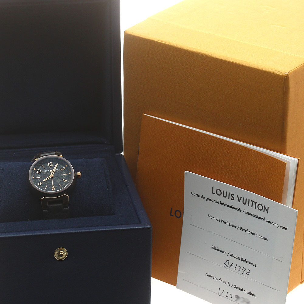 LOUIS VUITTON QA137 Tambour Slim Quartz Women's Watch with Box and Warranty Card