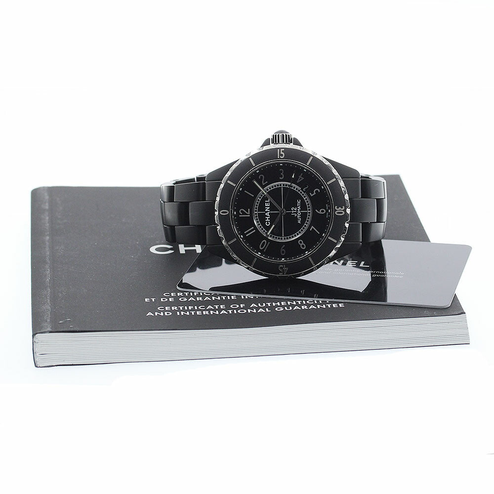 CHANEL H3131 J12 Matte Black Ceramic 42mm Automatic Men's Watch with Warranty Card