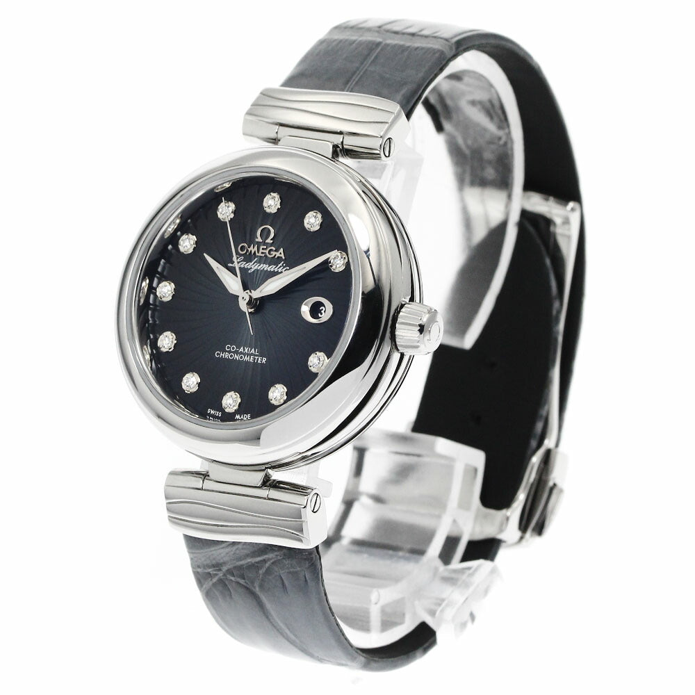 OMEGA 425.30.34.20.56.001 De Ville Ladymatic Co-Axial 11P Diamond Automatic Ladies' Watch Excellent Condition with Box and Warranty Card