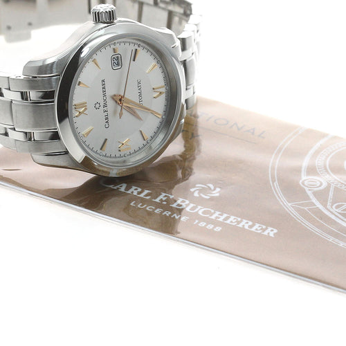CARL F.BUCHERER 00.10911.08.15.21 Manero Date Automatic Ladies' Watch Excellent Condition with Warranty Card
