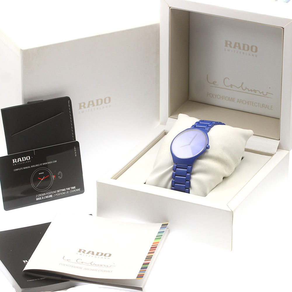 RADO R270092662 True Thinline Couleur Corbusier Quartz Men's Watch Excellent Condition with Box and Warranty Card