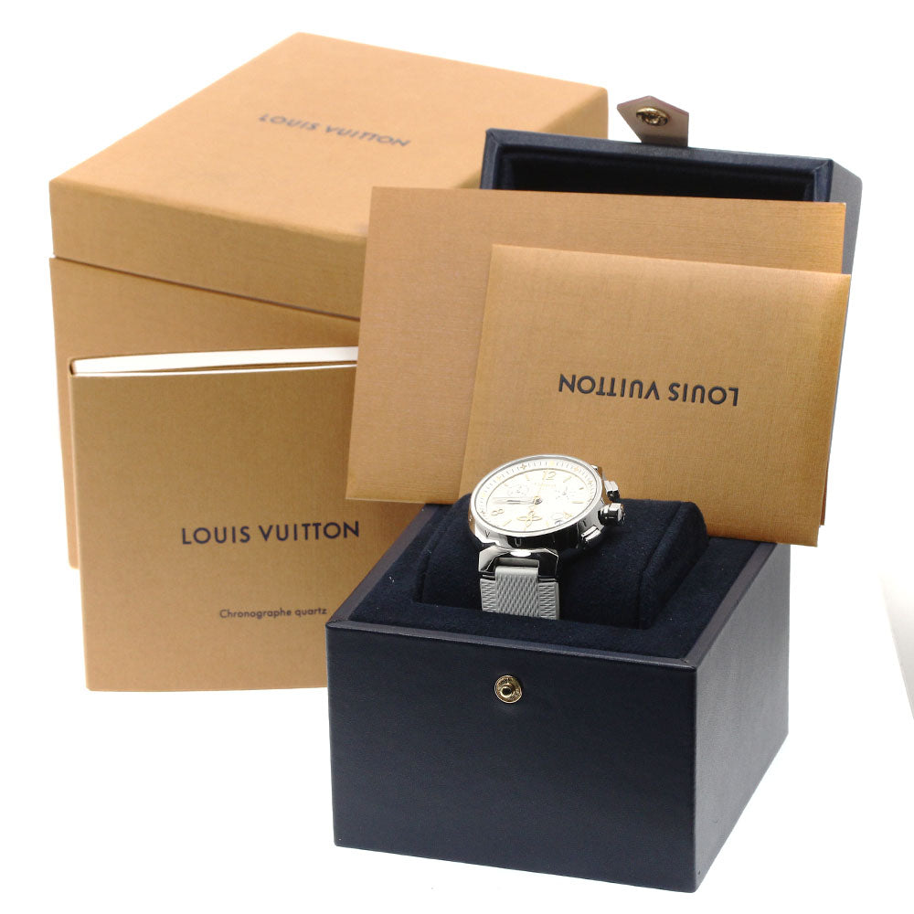 LOUIS VUITTON QA093 Tambour New Wave Chronograph Quartz Men's Watch with Box and Warranty Card