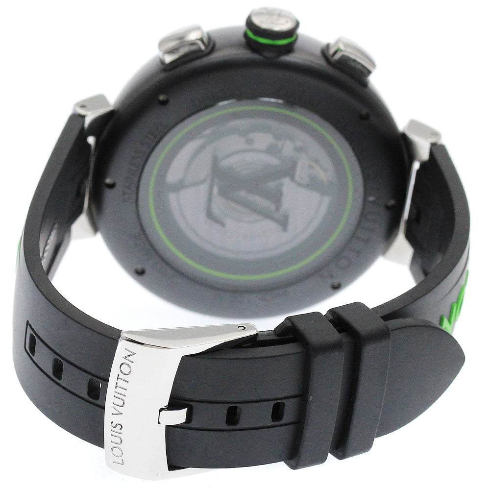 LOUIS VUITTON QA130 Tambour Damier Graphite Race Chronograph Automatic Men's Watch Excellent Condition with Box
