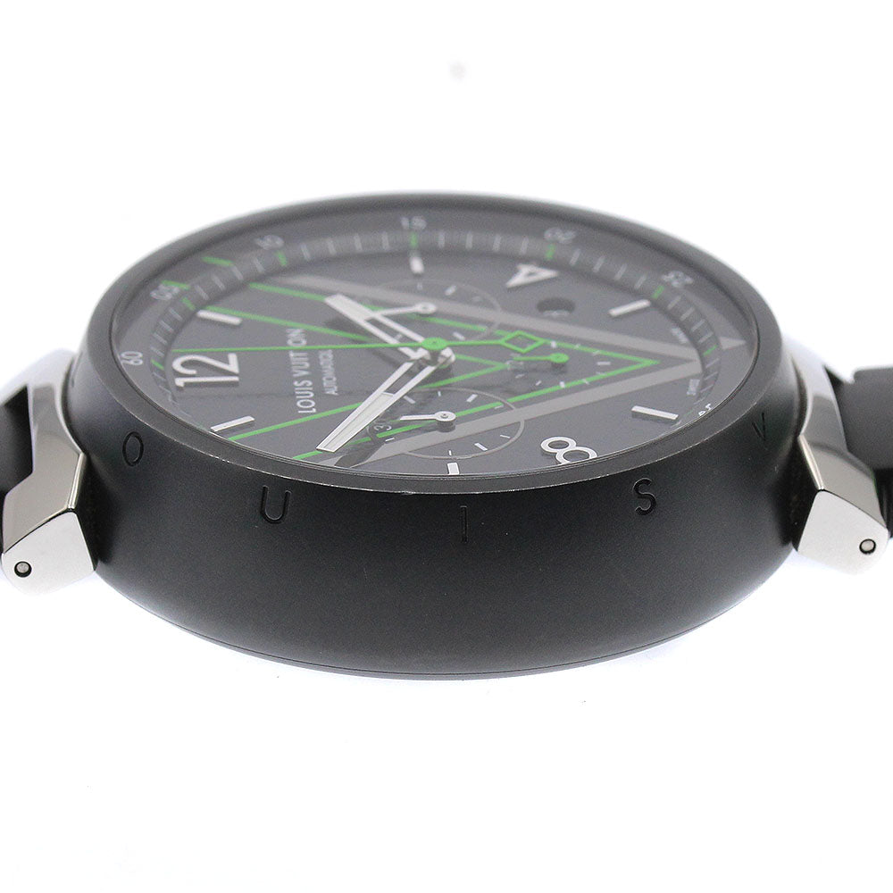 LOUIS VUITTON QA130 Tambour Damier Graphite Race Chronograph Automatic Men's Watch Excellent Condition with Box