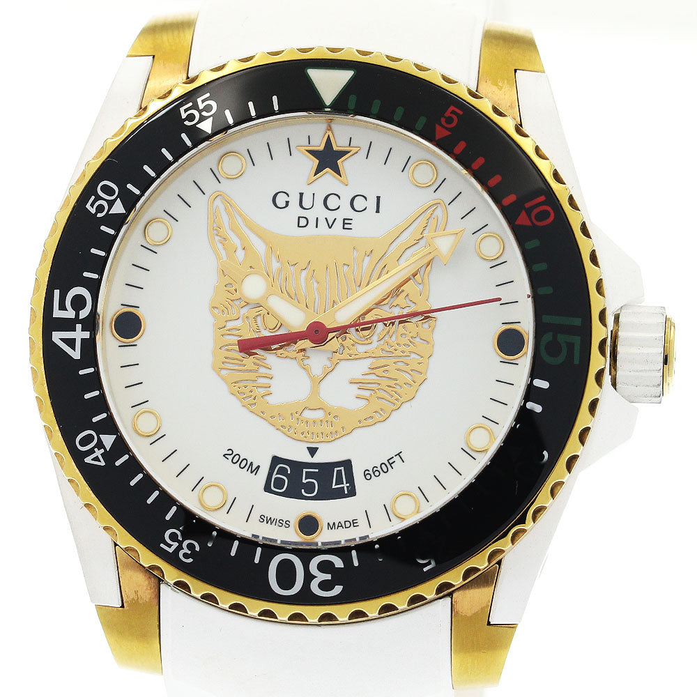 GUCCI YA136322 Dive Date Mystic Cat Quartz Boys' Watch (Good Condition)
