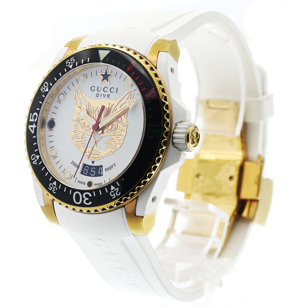 GUCCI YA136322 Dive Date Mystic Cat Quartz Boys' Watch (Good Condition)