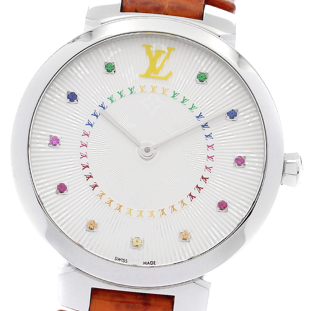 LOUIS VUITTON QA159 Tambour Slim MM Rainbow 11-Diamond Quartz Women's Watch