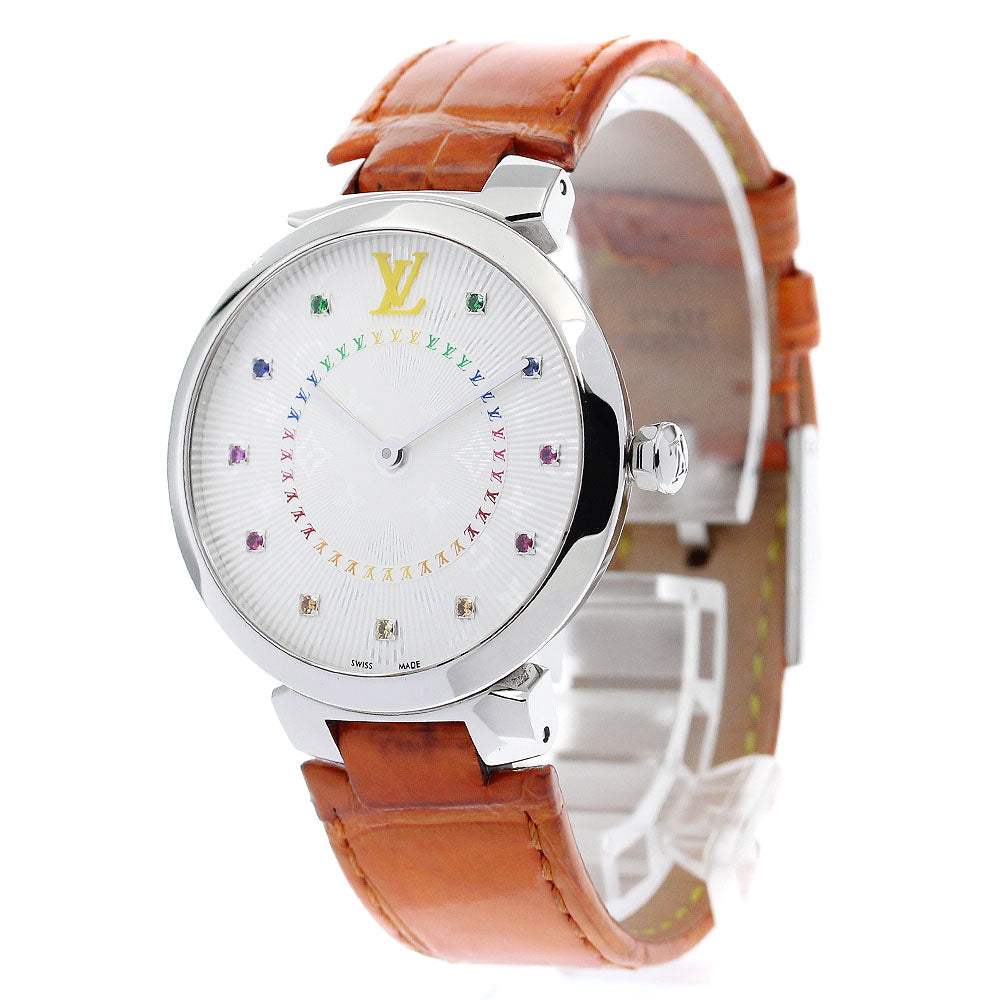 LOUIS VUITTON QA159 Tambour Slim MM Rainbow 11-Diamond Quartz Women's Watch