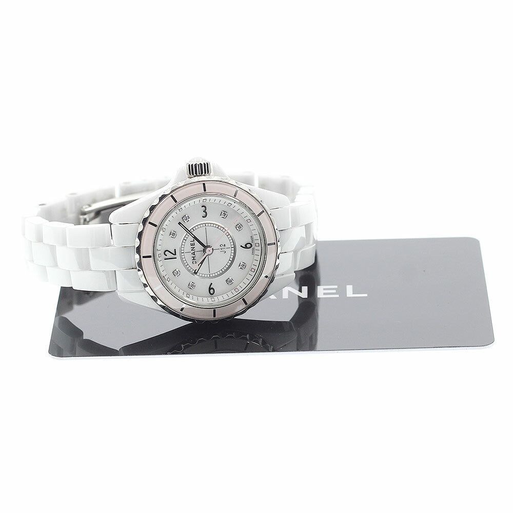 CHANEL H4466 J12 8-Diamond Soft Pink Quartz Women's Watch with Warranty Card