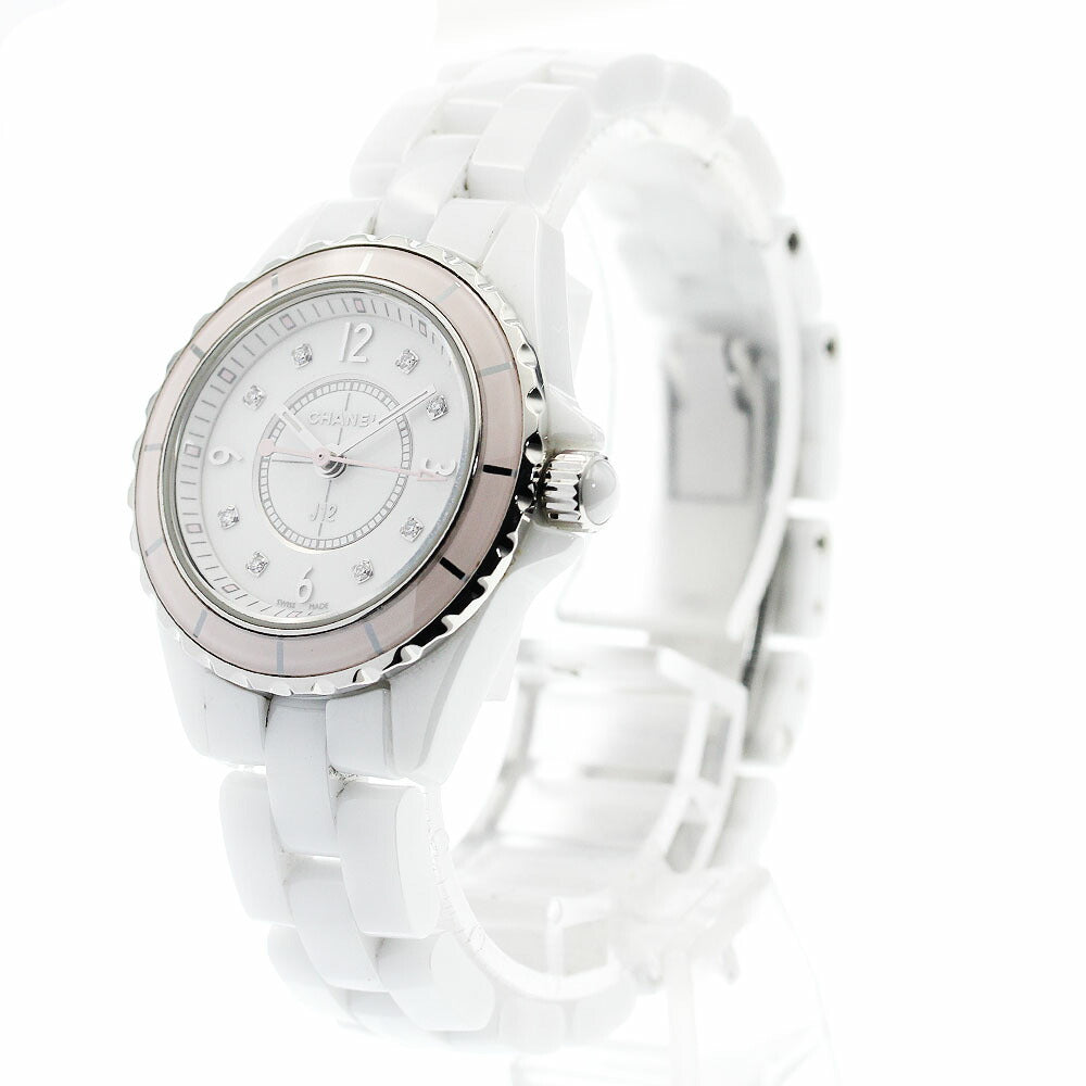 CHANEL H4466 J12 8-Diamond Soft Pink Quartz Women's Watch with Warranty Card