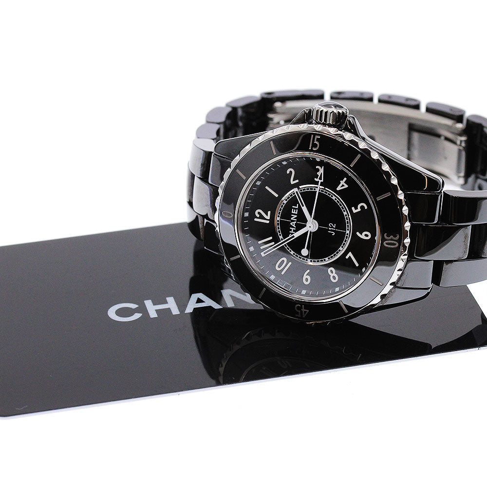 CHANEL H5695 J12 Black Ceramic Date Quartz Ladies Watch Excellent Condition with Warranty Card