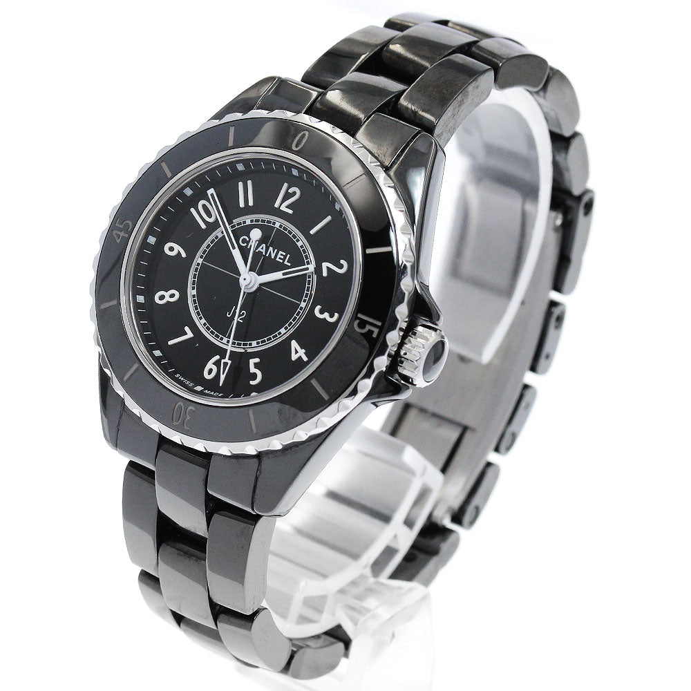 CHANEL H5695 J12 Black Ceramic Date Quartz Ladies Watch Excellent Condition with Warranty Card